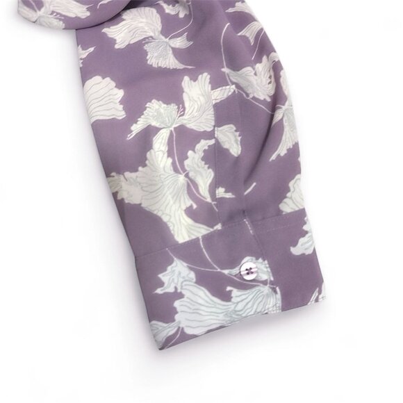 Nordstrom Womens Purple Floral Long Sleeve Crepe Button Up Blouse Plus Sz 3X New - Picture 4 of 7